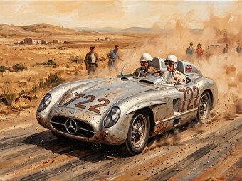 CALVENDO Puzzle Stirling Moss und Denis Jenkinson siegten im Mercedes-Benz 300 SLR bei der Mille Miglia 1955. | 1000 Teile Lege-Größe 64x48cm Foto-Puzzle für glückliche Stunden