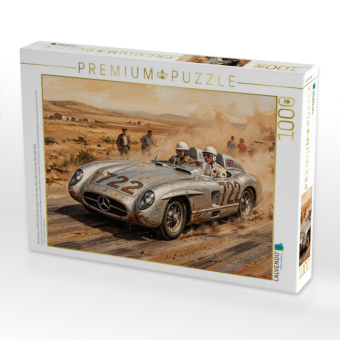 CALVENDO Puzzle Stirling Moss und Denis Jenkinson siegten im Mercedes-Benz 300 SLR bei der Mille Miglia 1955. | 1000 Teile Lege-Größe 64x48cm Foto-Puzzle für glückliche Stunden