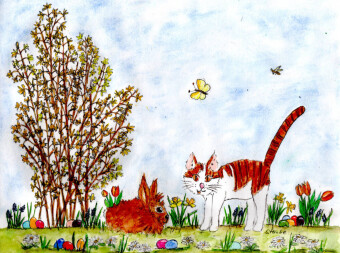 CALVENDO Puzzle Ostern bei Kater Möhrchen | 2000 Teile Lege-Größe 90x67cm Foto-Puzzle für glückliche Stunden