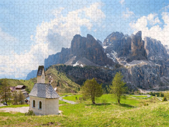 CALVENDO Puzzle Kapelle am Grödnerjoch | 1000 Teile Lege-Größe 64x48cm Foto-Puzzle für glückliche Stunden