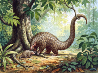 CALVENDO Puzzle Pangolin Schuppentier - im Stil alter Gemälde | 1000 Teile Lege-Größe 64x48cm Foto-Puzzle für glückliche Stunden