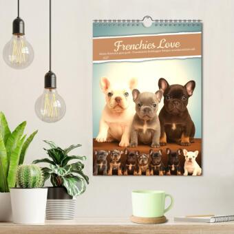 Frenchies Love - Kleine Schnuten ganz groß - Französische Bulldoggen Welpen unwiderstehlich süß (Wandkalender 2027 DIN A4 hoch), CALVENDO Monatskalender