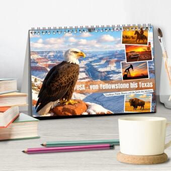 USA - von Yellowstone bis Texas - Cowboys, Prärie und Bisons (Tischkalender 2027 DIN A5 quer), CALVENDO Monatskalender