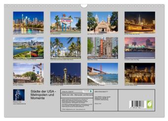 Städte der USA - Metropolen und Momente (Wandkalender 2027 DIN A3 quer), CALVENDO Monatskalender