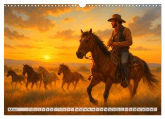 USA - von Yellowstone bis Texas - Cowboys, Prärie und Bisons (Wandkalender 2027 DIN A3 quer), CALVENDO Monatskalender