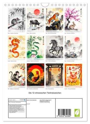 Die 12 chinesischen Tierkreiszeichen (Wandkalender 2027 DIN A4 hoch), CALVENDO Monatskalender