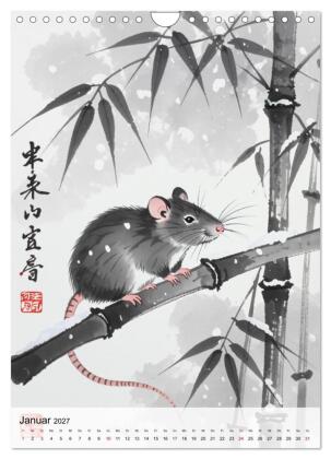 Die 12 chinesischen Tierkreiszeichen (Wandkalender 2027 DIN A4 hoch), CALVENDO Monatskalender