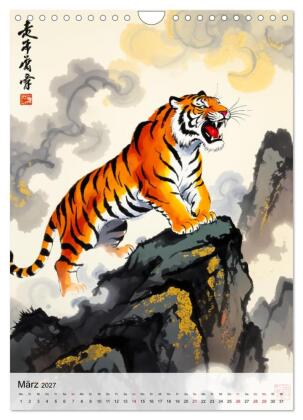 Die 12 chinesischen Tierkreiszeichen (Wandkalender 2027 DIN A4 hoch), CALVENDO Monatskalender