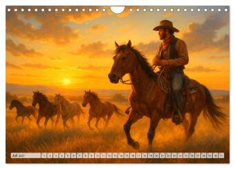 USA - von Yellowstone bis Texas - Cowboys, Prärie und Bisons (Wandkalender 2027 DIN A4 quer), CALVENDO Monatskalender