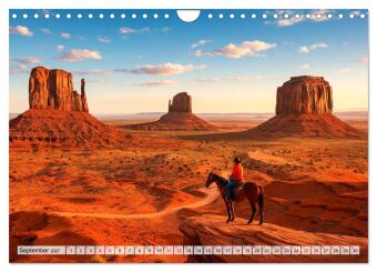 USA - von Yellowstone bis Texas - Cowboys, Prärie und Bisons (Wandkalender 2027 DIN A4 quer), CALVENDO Monatskalender