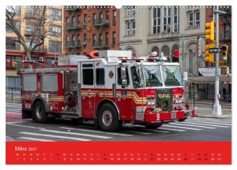 Feuerwehr New York - Heart of the City (hochwertiger Premium Wandkalender 2027 DIN A2 quer), Kunstdruck in Hochglanz