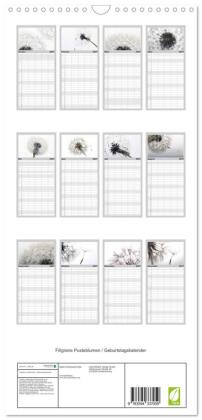 Familienplaner 2027 - Filigrane Pusteblumen / Geburtstagskalender mit 5 Spalten (Wandkalender, 21 x 45 cm) CALVENDO