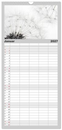 Familienplaner 2027 - Filigrane Pusteblumen / Geburtstagskalender mit 5 Spalten (Wandkalender, 21 x 45 cm) CALVENDO