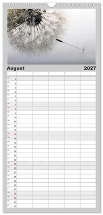 Familienplaner 2027 - Filigrane Pusteblumen / Geburtstagskalender mit 5 Spalten (Wandkalender, 21 x 45 cm) CALVENDO