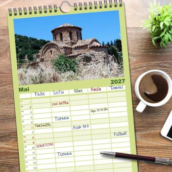 Familienplaner 2027 - Griechische Inseln mit 5 Spalten (Wandkalender, 21 x 45 cm) CALVENDO