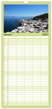 Familienplaner 2027 - Griechische Inseln mit 5 Spalten (Wandkalender, 21 x 45 cm) CALVENDO