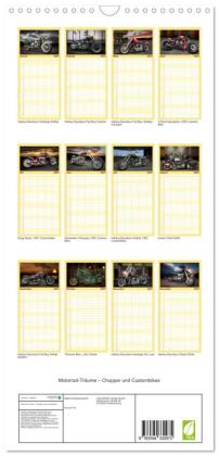 Familienplaner 2027 - Motorrad-Träume - Chopper und Custombikes mit 5 Spalten (Wandkalender, 21 x 45 cm) CALVENDO