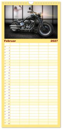 Familienplaner 2027 - Motorrad-Träume - Chopper und Custombikes mit 5 Spalten (Wandkalender, 21 x 45 cm) CALVENDO
