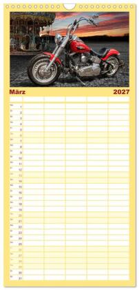 Familienplaner 2027 - Motorrad-Träume - Chopper und Custombikes mit 5 Spalten (Wandkalender, 21 x 45 cm) CALVENDO
