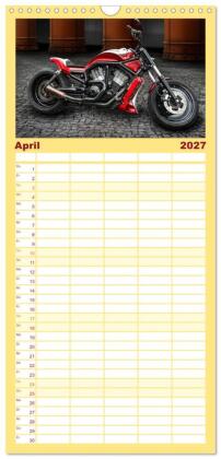 Familienplaner 2027 - Motorrad-Träume - Chopper und Custombikes mit 5 Spalten (Wandkalender, 21 x 45 cm) CALVENDO