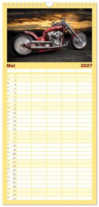 Familienplaner 2027 - Motorrad-Träume - Chopper und Custombikes mit 5 Spalten (Wandkalender, 21 x 45 cm) CALVENDO