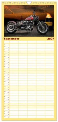 Familienplaner 2027 - Motorrad-Träume - Chopper und Custombikes mit 5 Spalten (Wandkalender, 21 x 45 cm) CALVENDO