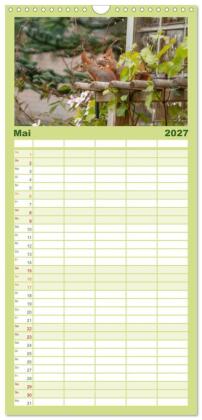 Familienplaner 2027 - Spaß mit Eichhörnchen-Kindern mit 5 Spalten (Wandkalender, 21 x 45 cm) CALVENDO