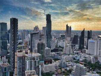CALVENDO Puzzle Das Stadtzentrum von Bangkok kurz vor Sonnenuntergang | 2000 Teile Lege-Größe 90x67cm Foto-Puzzle für glückliche Stunden