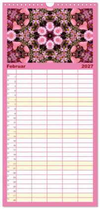 Familienplaner 2027 - Blütenzauber im KALEIDOSKOP Familienplaner mit 5 Spalten (Wandkalender, 21 x 45 cm) CALVENDO