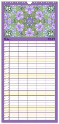 Familienplaner 2027 - Blütenzauber im KALEIDOSKOP Familienplaner mit 5 Spalten (Wandkalender, 21 x 45 cm) CALVENDO