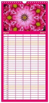 Familienplaner 2027 - Blütenzauber im KALEIDOSKOP Familienplaner mit 5 Spalten (Wandkalender, 21 x 45 cm) CALVENDO