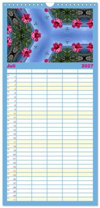 Familienplaner 2027 - Blütenzauber im KALEIDOSKOP Familienplaner mit 5 Spalten (Wandkalender, 21 x 45 cm) CALVENDO