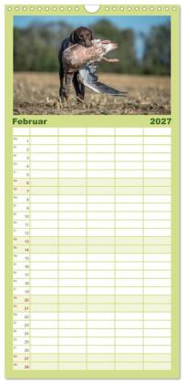 Familienplaner 2027 - Jagdhunde bei der Arbeit mit 5 Spalten (Wandkalender, 21 x 45 cm) CALVENDO