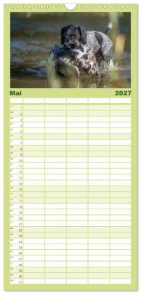 Familienplaner 2027 - Jagdhunde bei der Arbeit mit 5 Spalten (Wandkalender, 21 x 45 cm) CALVENDO