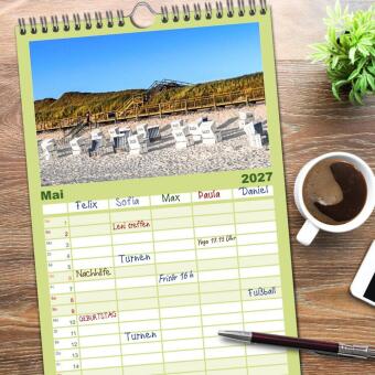 Familienplaner 2027 - SYLT Dünenwege mit 5 Spalten (Wandkalender, 21 x 45 cm) CALVENDO