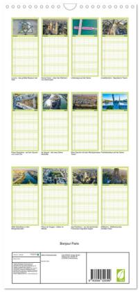 Familienplaner 2027 - Bonjour Paris mit 5 Spalten (Wandkalender, 21 x 45 cm) CALVENDO