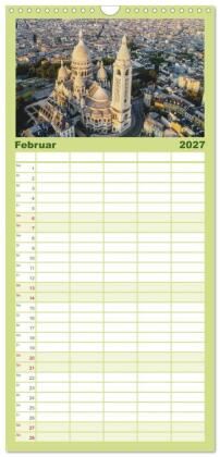 Familienplaner 2027 - Bonjour Paris mit 5 Spalten (Wandkalender, 21 x 45 cm) CALVENDO