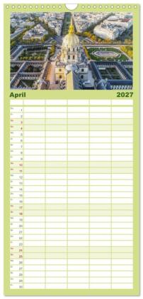 Familienplaner 2027 - Bonjour Paris mit 5 Spalten (Wandkalender, 21 x 45 cm) CALVENDO