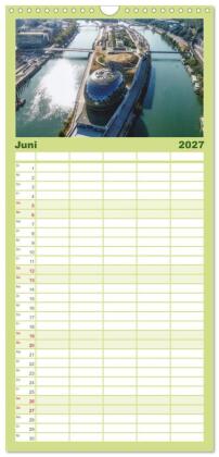 Familienplaner 2027 - Bonjour Paris mit 5 Spalten (Wandkalender, 21 x 45 cm) CALVENDO