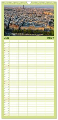 Familienplaner 2027 - Bonjour Paris mit 5 Spalten (Wandkalender, 21 x 45 cm) CALVENDO