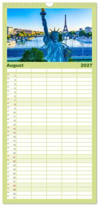 Familienplaner 2027 - Bonjour Paris mit 5 Spalten (Wandkalender, 21 x 45 cm) CALVENDO