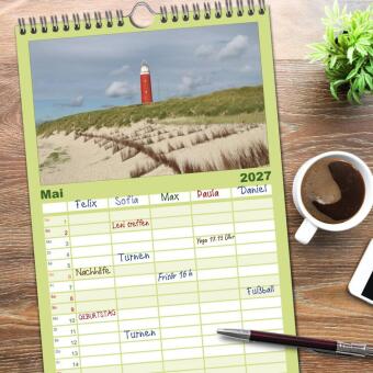 Familienplaner 2027 - Texel, eine Perle Frieslands mit 5 Spalten (Wandkalender, 21 x 45 cm) CALVENDO