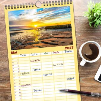Familienplaner 2027 - Naturlandschaft WATTENMEER mit 5 Spalten (Wandkalender, 21 x 45 cm) CALVENDO