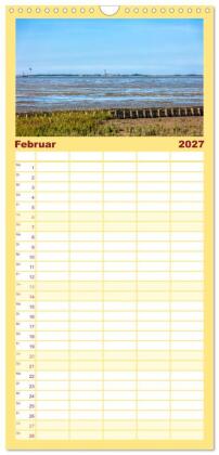 Familienplaner 2027 - Naturlandschaft WATTENMEER mit 5 Spalten (Wandkalender, 21 x 45 cm) CALVENDO