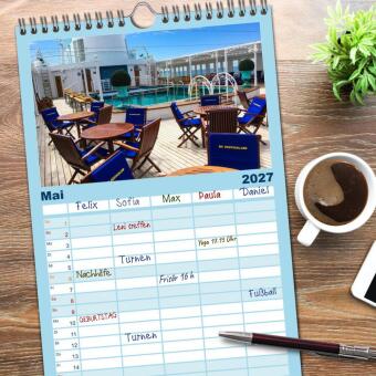 Familienplaner 2027 - Kreuzfahrtpiraten mit 5 Spalten (Wandkalender, 21 x 45 cm) CALVENDO