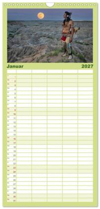Familienplaner 2027 - Sioux Im Lande von Sitting Bull mit 5 Spalten (Wandkalender, 21 x 45 cm) CALVENDO
