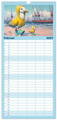 Familienplaner 2027 - Die Möwe Emma in Hamburg mit 5 Spalten (Wandkalender, 21 x 45 cm) CALVENDO