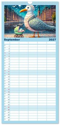 Familienplaner 2027 - Die Möwe Emma in Hamburg mit 5 Spalten (Wandkalender, 21 x 45 cm) CALVENDO