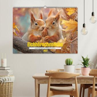 Eichhörnchenliebe - Flinke Sprünge und drolliges Aussehen (Wandkalender 2027 DIN A2 quer), CALVENDO Monatskalender