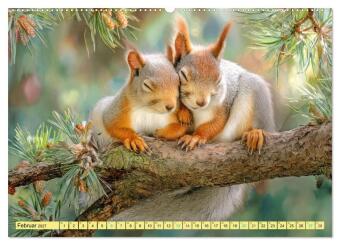 Eichhörnchenliebe - Flinke Sprünge und drolliges Aussehen (Wandkalender 2027 DIN A2 quer), CALVENDO Monatskalender